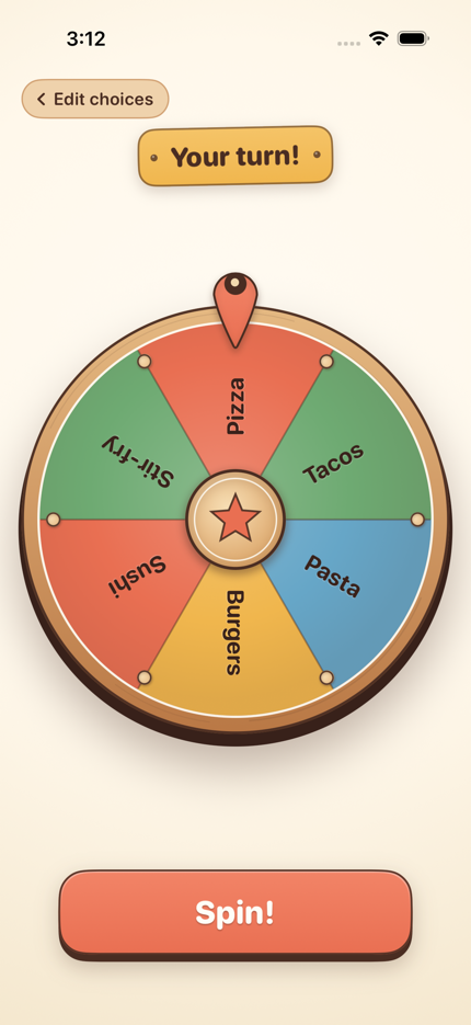Spin4 wheel ready to choose among family options